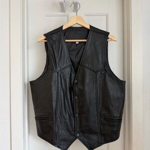 Men's Bikers “Camel” “BRANDED GARMENTS” Vintage Black Leather Vest